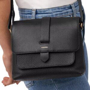 NWOT Fossil Kinley Small Leather Crossbody Bag Black
